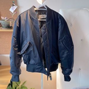 Coach Navy Bomber Jacket with fur collar, Size small, Gender neutral